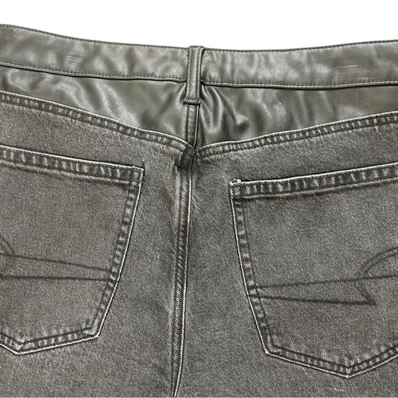 American Eagle Faux Leather & Black Denim Jeans, High Rise, Casual, NEW! 12S - Picture 7 of 7